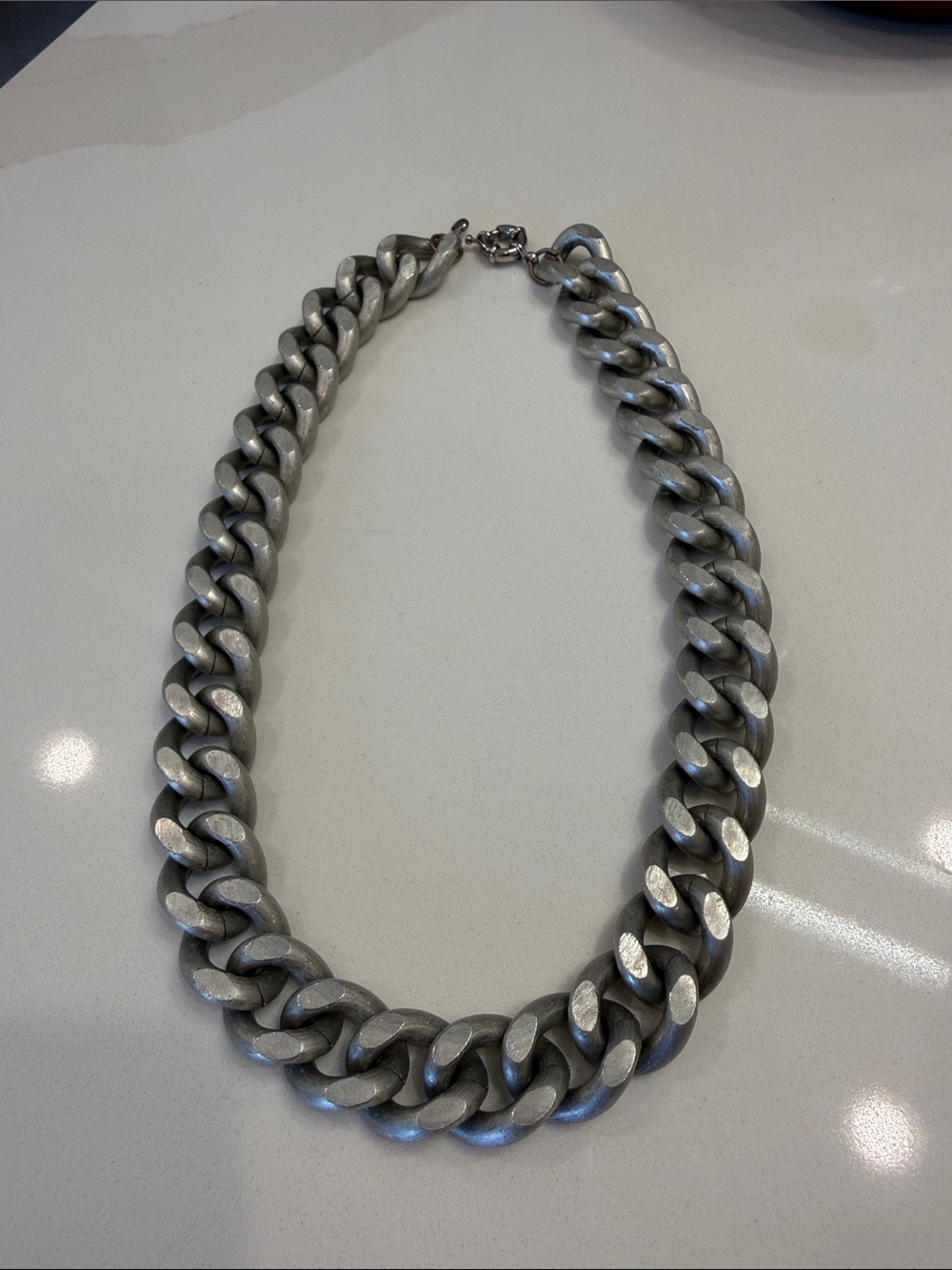 Silver Chunky Curb Chain Necklace